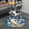 1pc Cat Night Sky Office Round Area Rug, Under Office Chairs Bedroom Living Room Home Decor, Room Deco, Available in Various Sizes