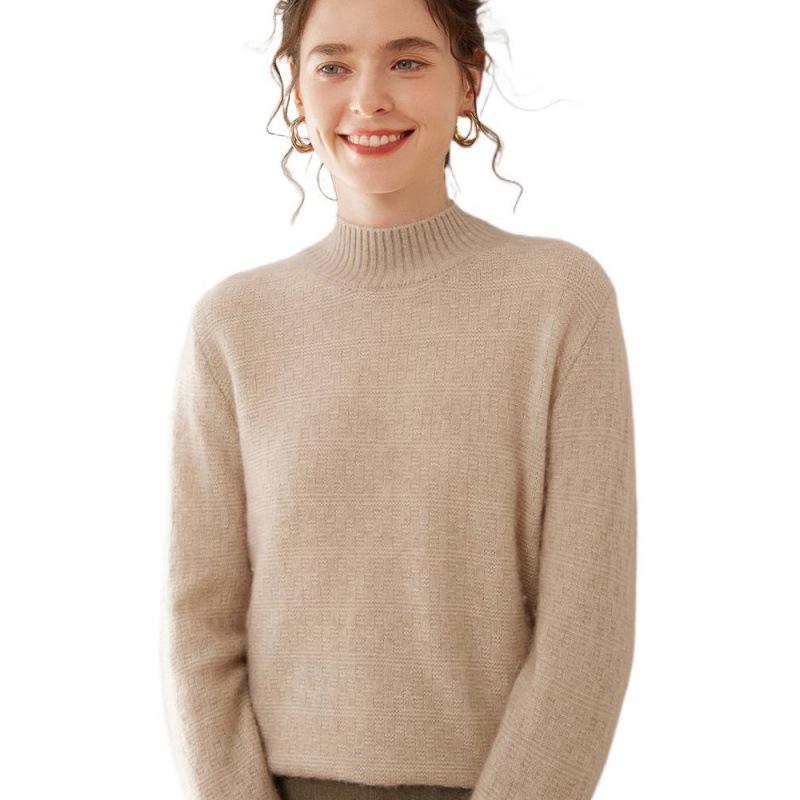 Pull en Cachemire à Col Rond pour Femme - Coupe Ample, Pull de Base Automne Hiver
