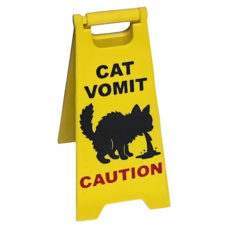 

1Pc Cats Vomit Caution Signs Cats Vomits Warning Signs Desk Decorations Funny Novelty Cats Vomit Signs for Home Decors