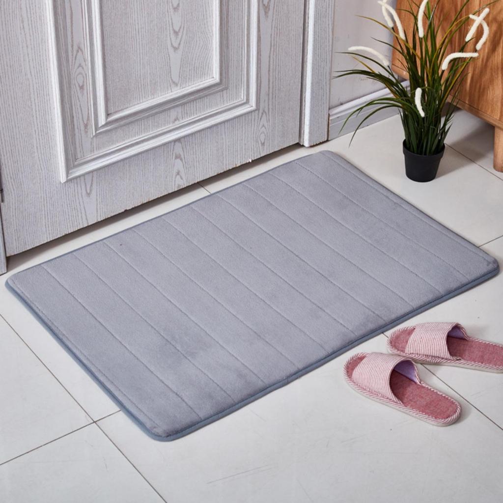 Coral Fleece Stripes Engraving Bathroom Mat Bath Non-slip Carpets In Wash Basin Bathtub Side Floor Rug Shower Room Doormat Memory Foam 3D Pad