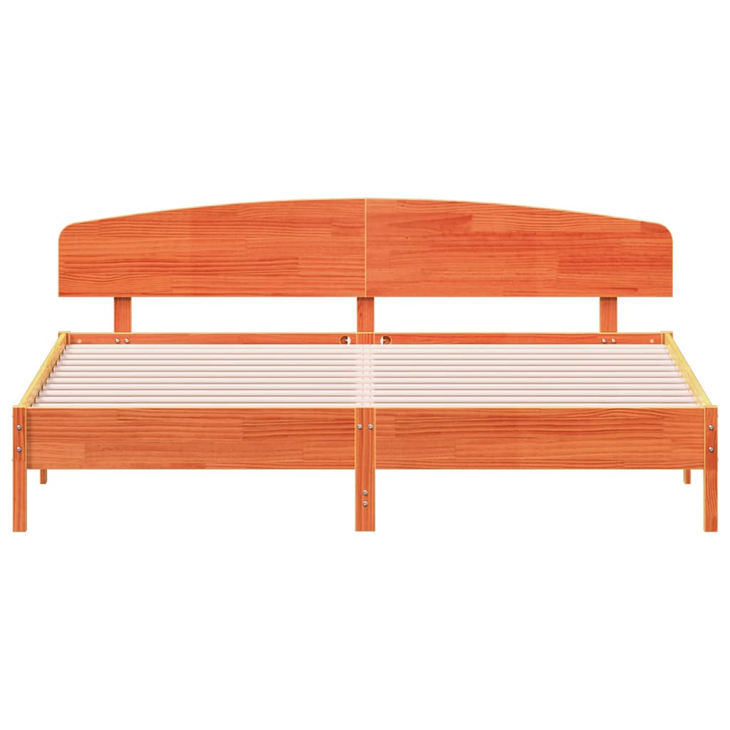 Vidaxl Bed Frame Without Mattress, Waxed Brown, 180X200 Cm, Solid Pine