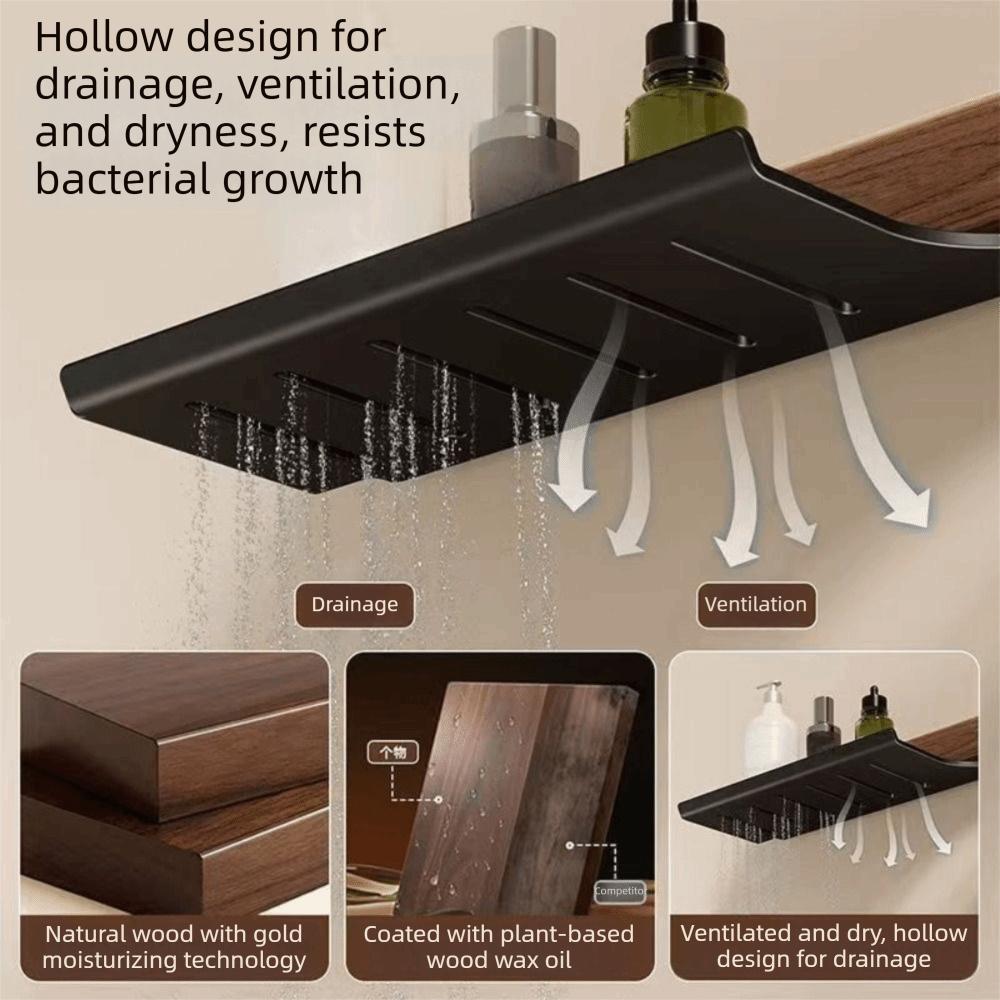 Without Holes Drilled Storage Rack No-Drill Large Capacity Wall-Mounted Shelf Water Drainage Space Saving Bathroom Shelf