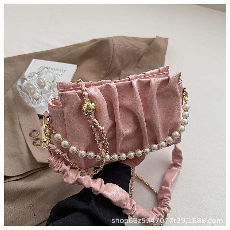 French texture handbag women's small bag 2025 new pleated cloud bag versatile trend shoulder messenger bag