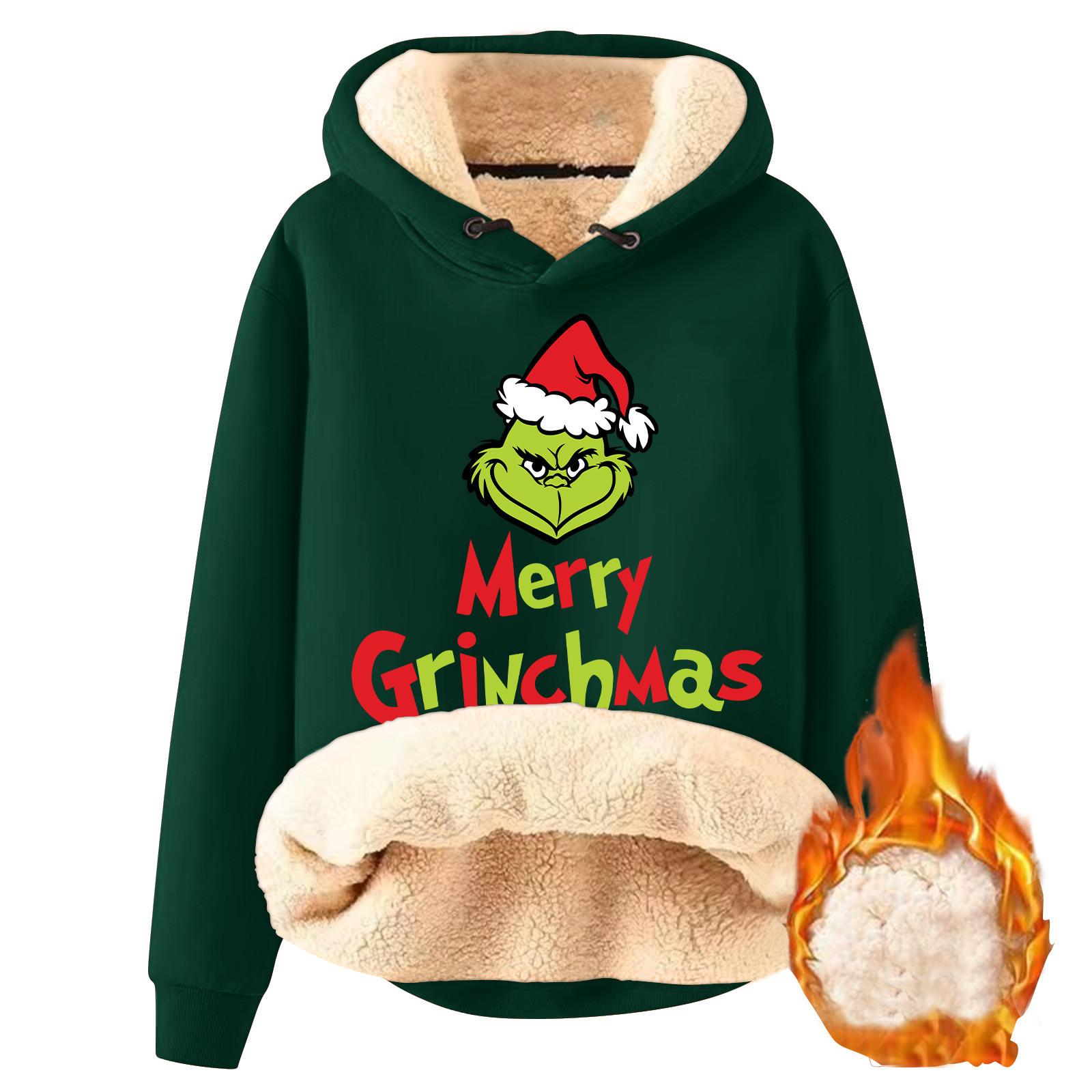 Женский модный плюшевый и утолщенный теплый свободный пуловер с капюшоном с капюшоном S темно-зеленого