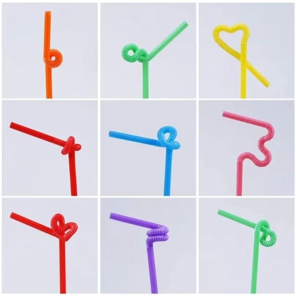 100 PCS Colorful Bendable Straws Disposable Drinking Straws for Milk Tea Party Wedding Bar Supplies Bubble Tea Plastic Rietjes