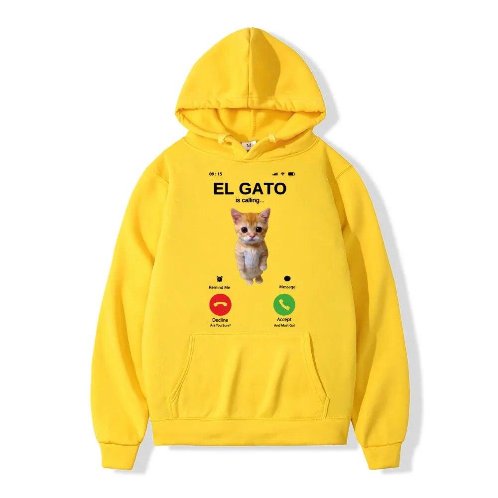 

Осенне-зимняя толстовка унисекс с капюшоном El Gato Is Calling Meme Sad Crying Cat с принтом, женский пуловер, уличная одежда, толстовка унисекс, одежда y2k 4XL
