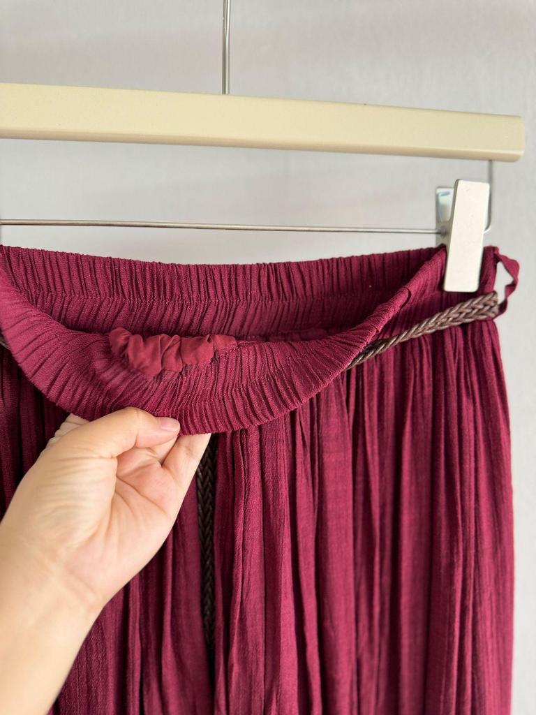 European-American Cotton Linen Patchwork Midi Skirt: Versatile Classic for Spring/Summer