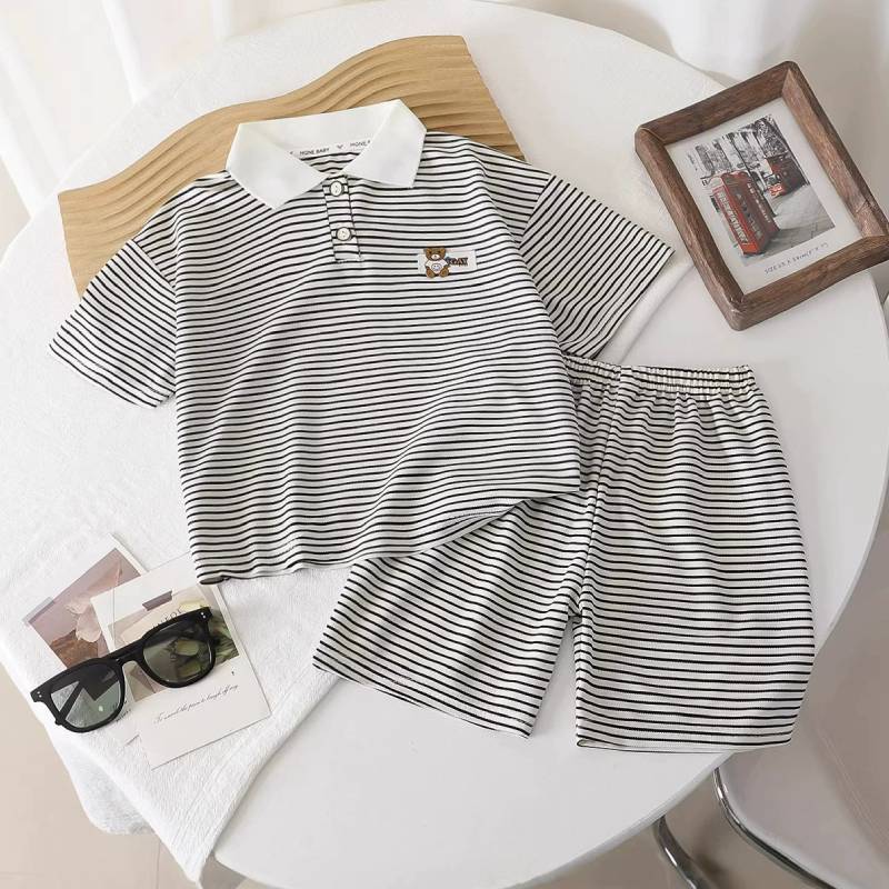 Baby Boy Summer Polo Shirt Shorts Set With Cottonlike Fabric For Toddler Playwear
