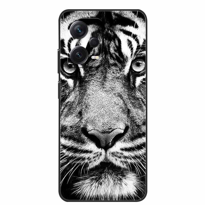 Weiche Hülle für Xiaomi Redmi Note 12 Pro 5G Case Schwarz TPU Silikon Hüllen für Redmi Note 12 Turbo 5G / Note12 Pro Plus Pro+ Wolf