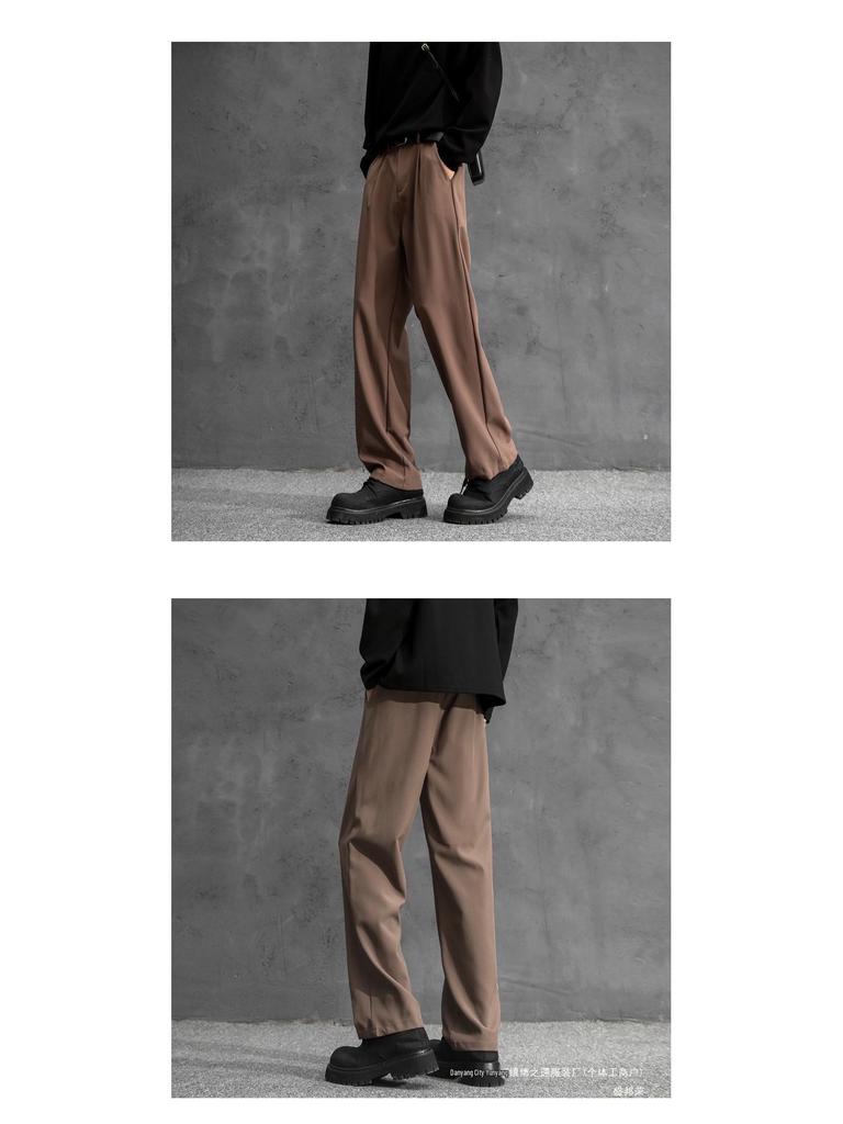 Men’s High-Waisted Black Loose-Fit Straight-Leg Dress Pants – New Autumn Casual.