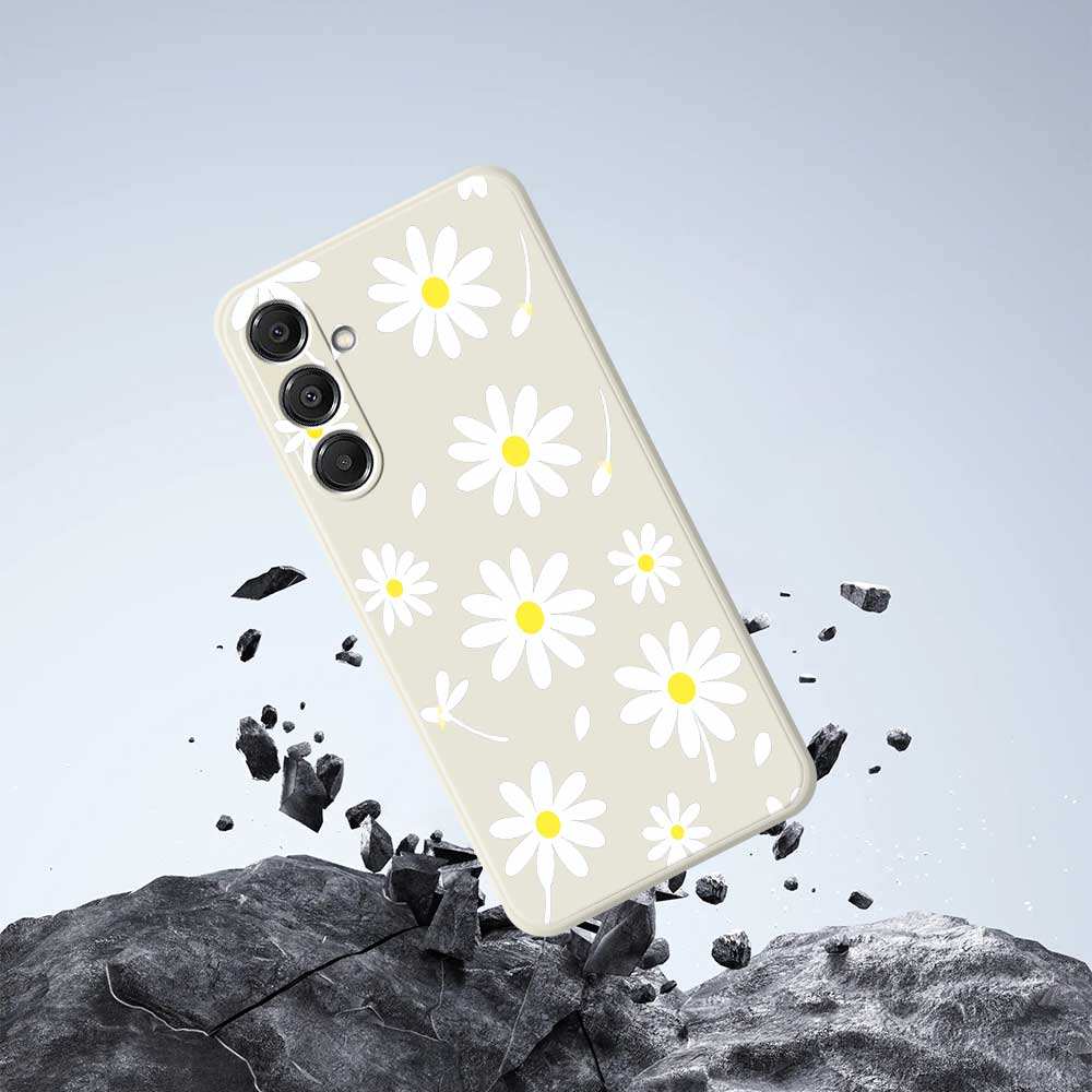For Samsung Galaxy A16 5G/4G Case White Daisy Pattern Printing Straight Edge TPU Phone Back Cover