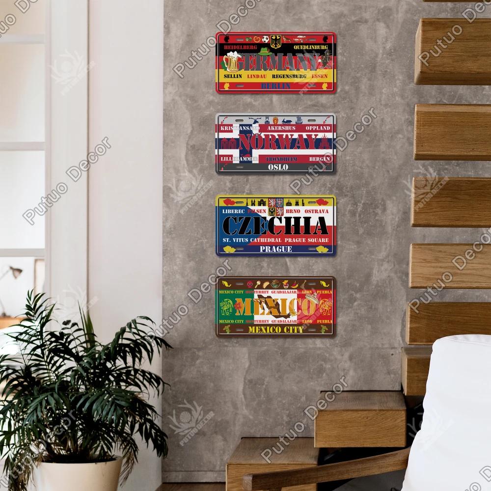 Putuo Decor Country - Themed Vintage Metal Sign with License Plate Plaque - Ideal for Bar Pub Club and Home Wall Decoration