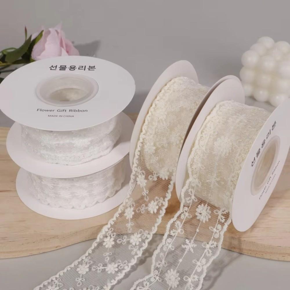 Floral Embroidery Floral Lace Trim Ribbon 5 Yards/Roller Gifts Packaging Material Lace Roll Trim