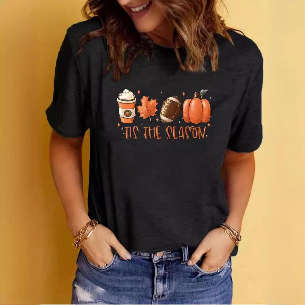 Sommer Damen Bedrucktes Rundhals Kurzarm T-Shirt - Lässige Mode