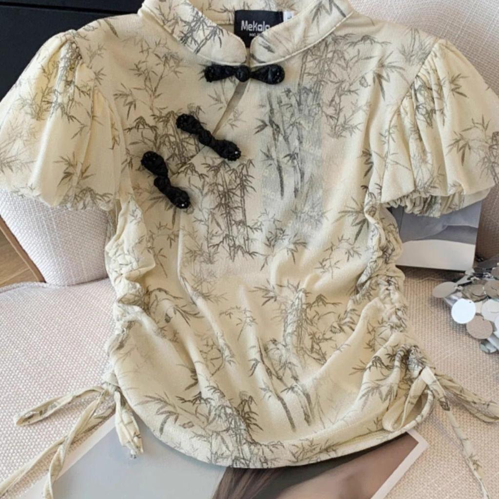 Versatile Temperament Stand-up Collar Outer Shirt Short-sleeved Summer Unique Top
