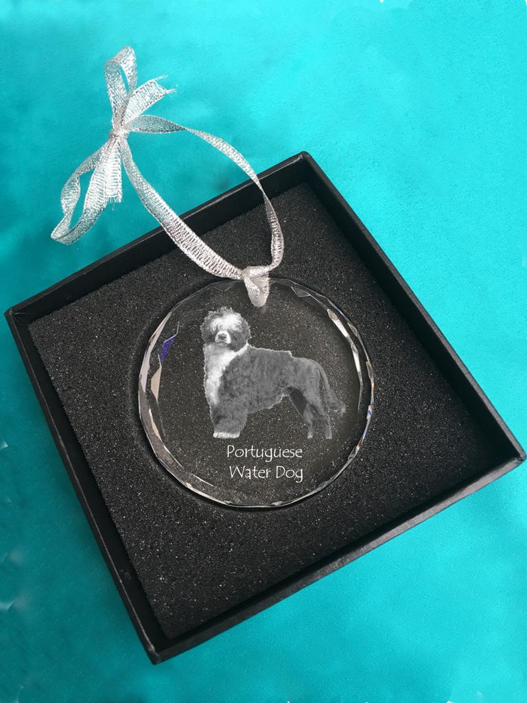 Portuguese Water Dog, Portie, PWD – Crystal bauble with a photo, dog photo in crystal | Art-Dog