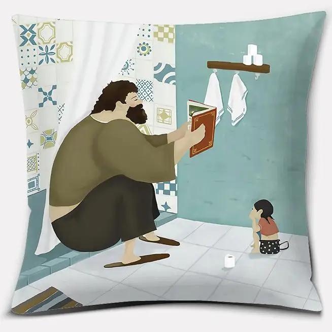 Watercolor Warm Family Series Pillow Gift Home Office Decoration  Bedroom Sofa Car Cushion Cover case