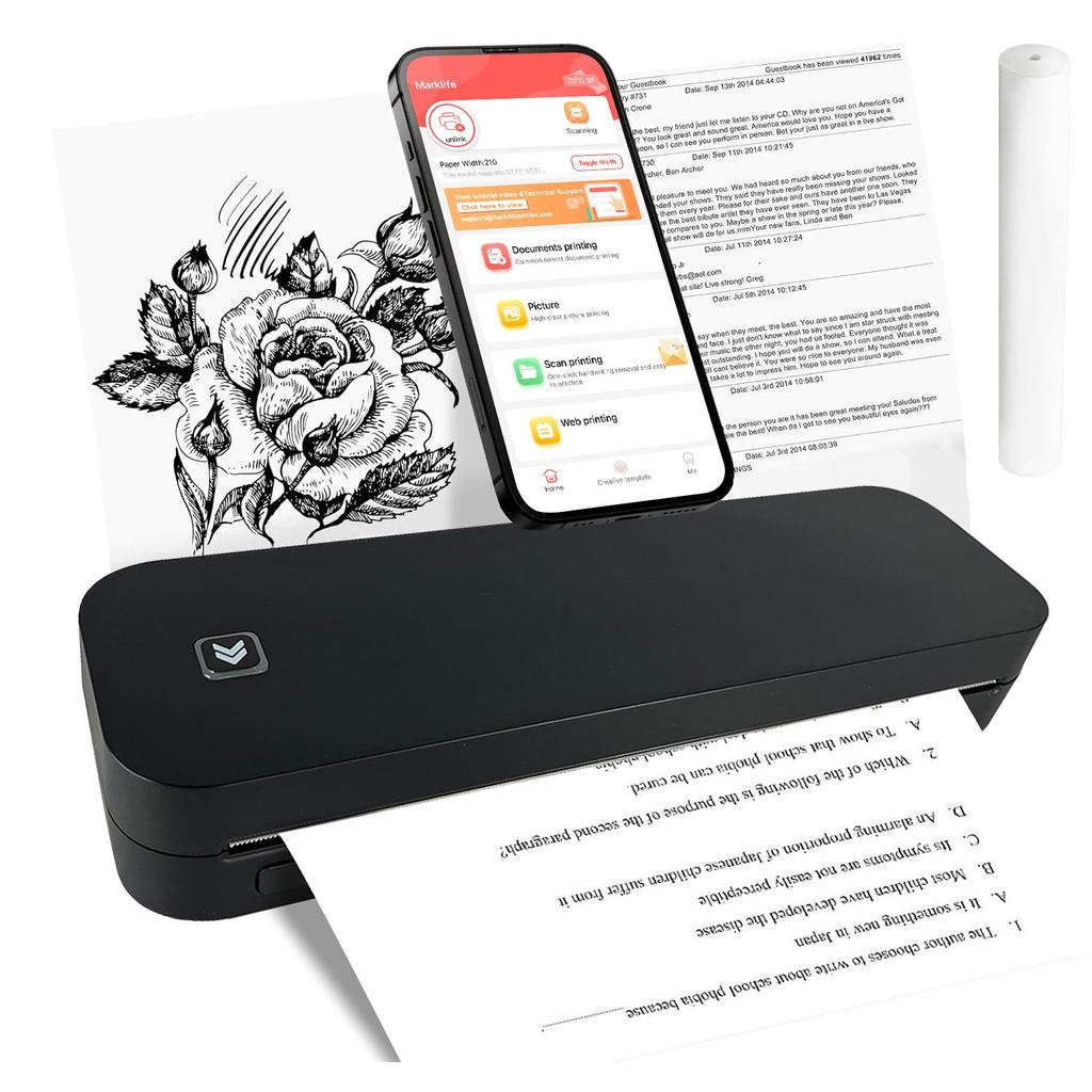W-Marklife D210 A4 Thermal Printer OEM/ODM Certified 203dpi for Printing Documents Tattoo Paper FCC/RoHS/UKCA Certified