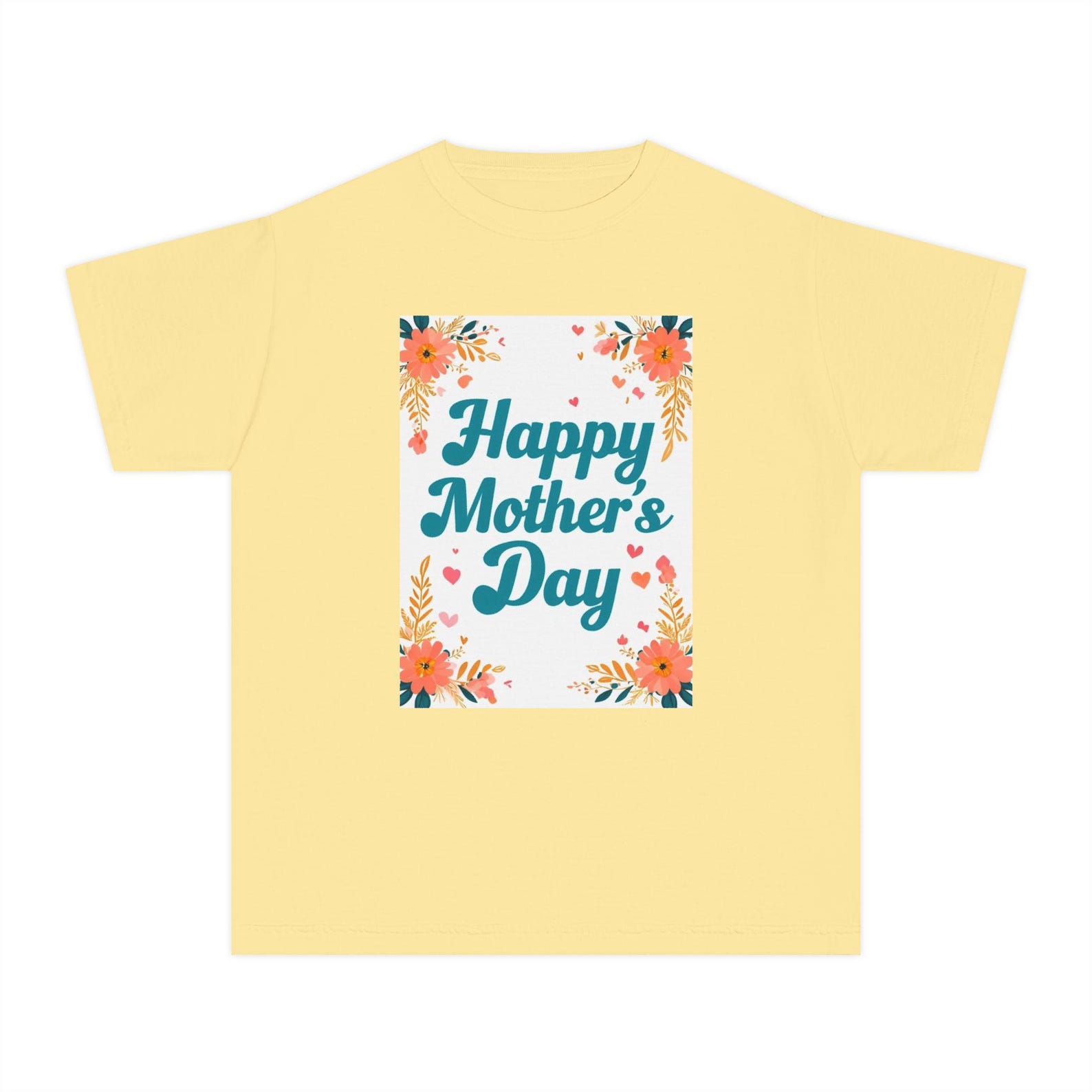 Happy Mother s Day Floral Youth Tee | Vintage Script Blooms Shirt 140