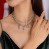 Vintage Santa Claus Snowman Rhinestone Choker Necklace