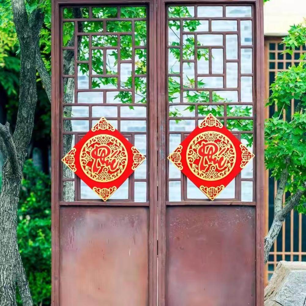 Flocking Door Sticker Hot Stamping Window Paper-cuts New Year Decoration Couplets  Shopping Mall