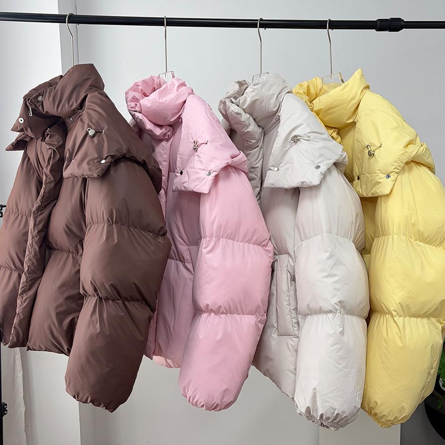Women's Winter Warm Jacket With Hood Windproof Hooded Jacket With Pockets Full Zip Padded Coat Casual Warm Quilted Thick Coat Outwear for Women