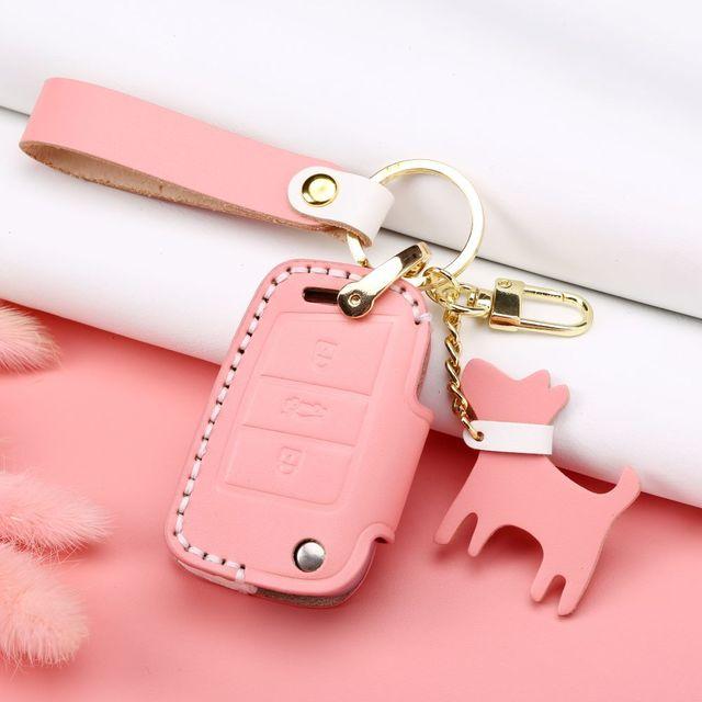 For Volkswagen VW Passat B8 Polo Tiguan Skoda Superb KODIAQ Leather Car Key Case Cover Car Remote Key Holder Fob Shell Accessory