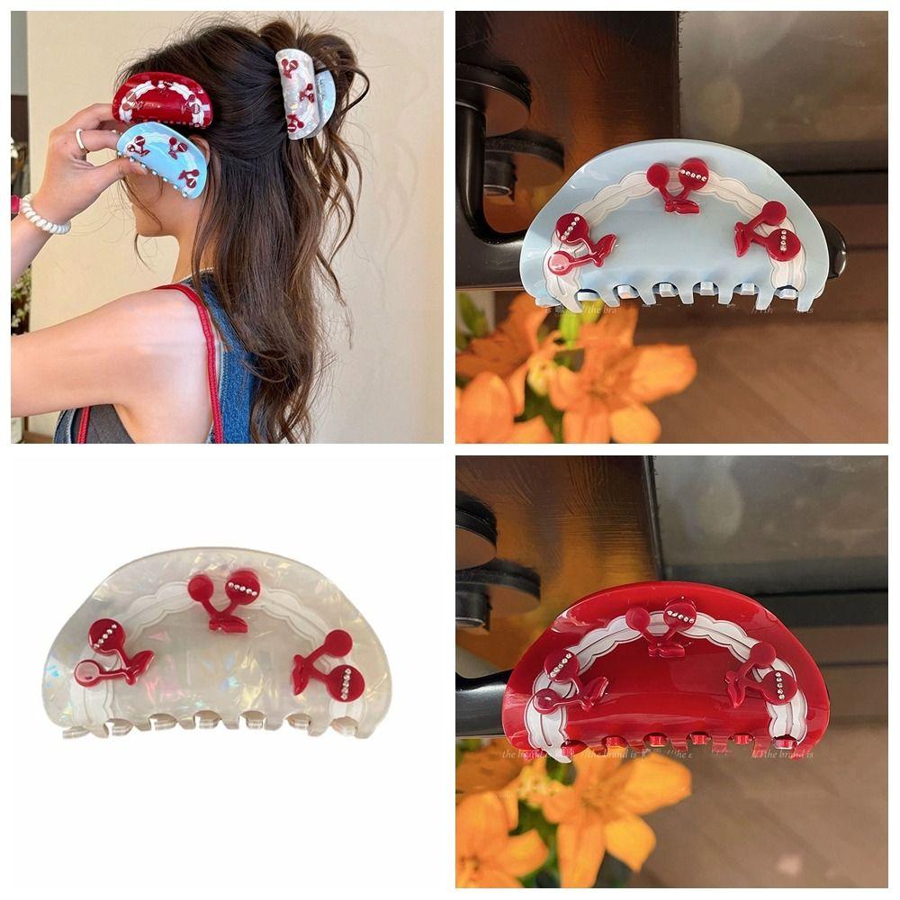 Acetate Acetic Acid Hair Claw Korean Style Geometry Hair Crab Clip Cherry Shark Clip  Headwear