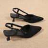 Französische schöne High Heels 22 neues Sommer-Druckdesign Nischen-Temperament Spitze Dünner Absatz Tasche Kopf Sandalen