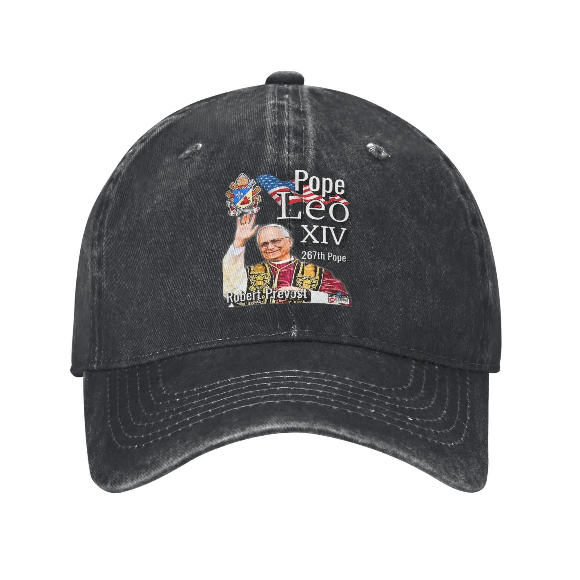 

American Pope Leo Unisex WoUnisex Baseball Caps Distressed Denim Caps Hat Casual Outdoor All Seasons Travel Gift Snapback Cap One Size