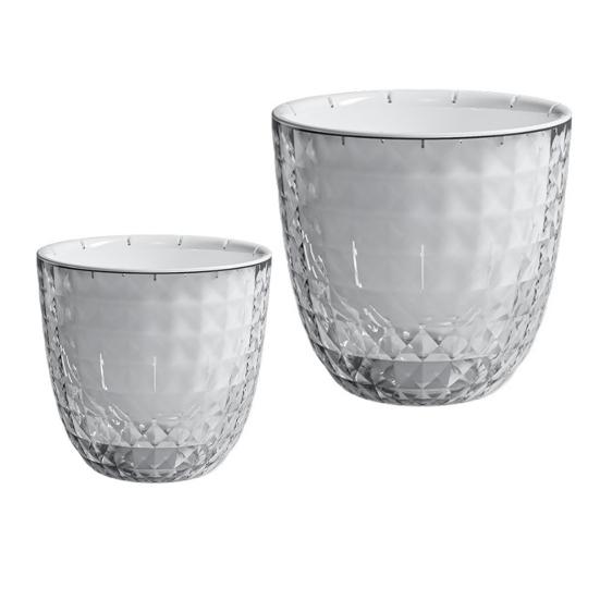 Yousheng Self Watering Flowerpot Visible Double Layer Planter with Wick Rope Self Watering Plant Pot for Indoor Plants Orchids Herbs
