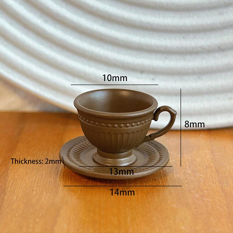 2PCS Small Luxury French Coffee Cup Plate Set Toy Dollhouse Mini Furniture Model DIY Accessories Miniature Scene Decoration