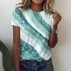 Women's T Shirt Basic Print Short Sleeve Regular Tops Round Neck Daily Weekend Yellow Pink Blue Green Gray
