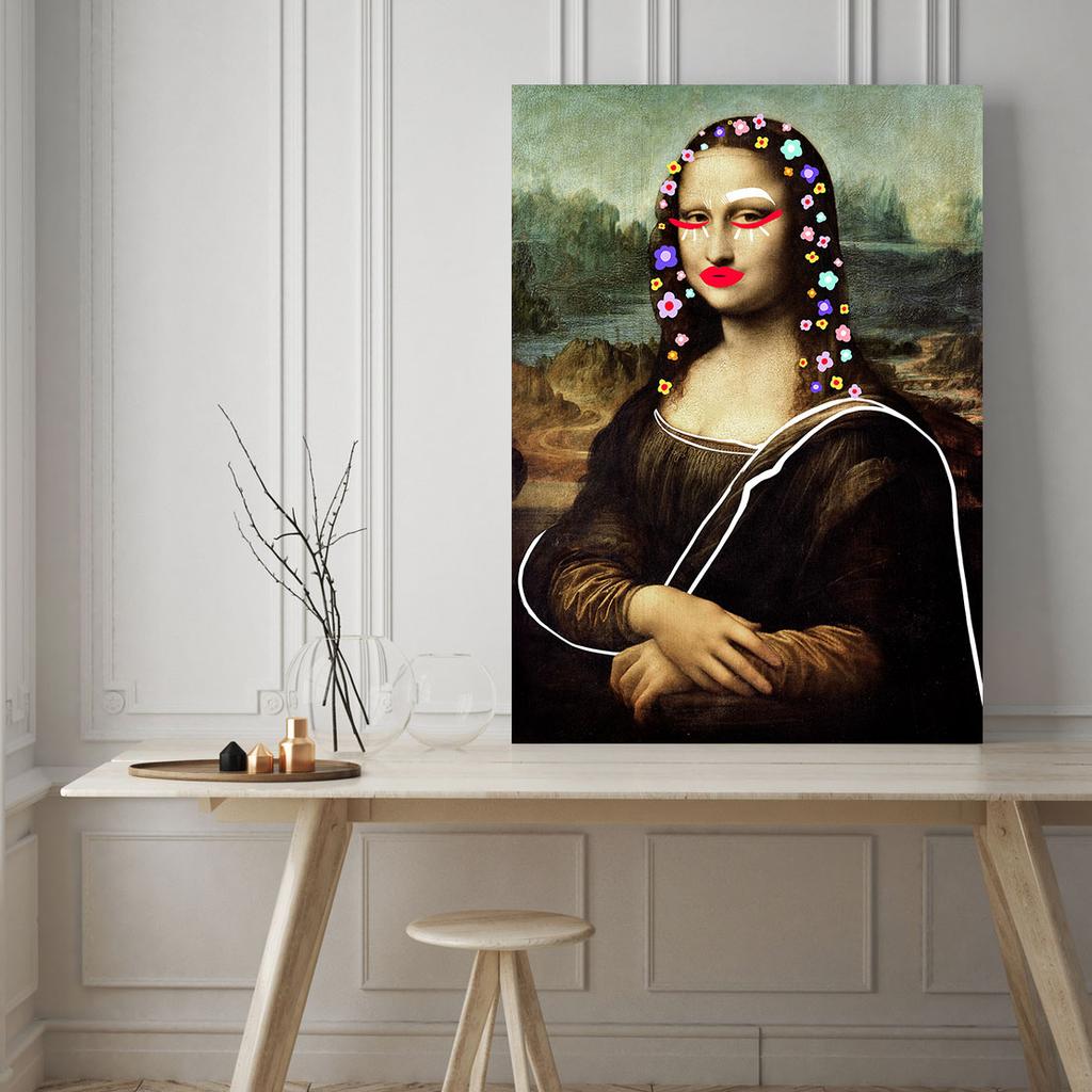 Canvas Painting Mona Lisa In Flowers