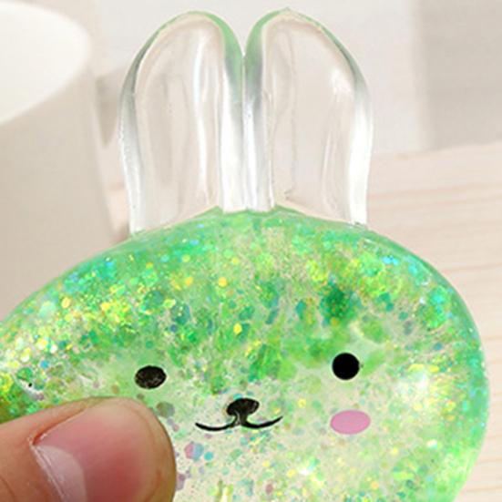 1/4Pcs Transparent Glitter Bunny Squeeze Toy Slow Rebound Stress Relief Cartoon Rabbit Sensory Toy Decompression Animal Stress Ball