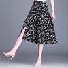 Sommer Chiffon Locker Hohe Taille Weites Bein Hose Rock Lässig Kleinblumig Cropped Cropped Hose für Damen