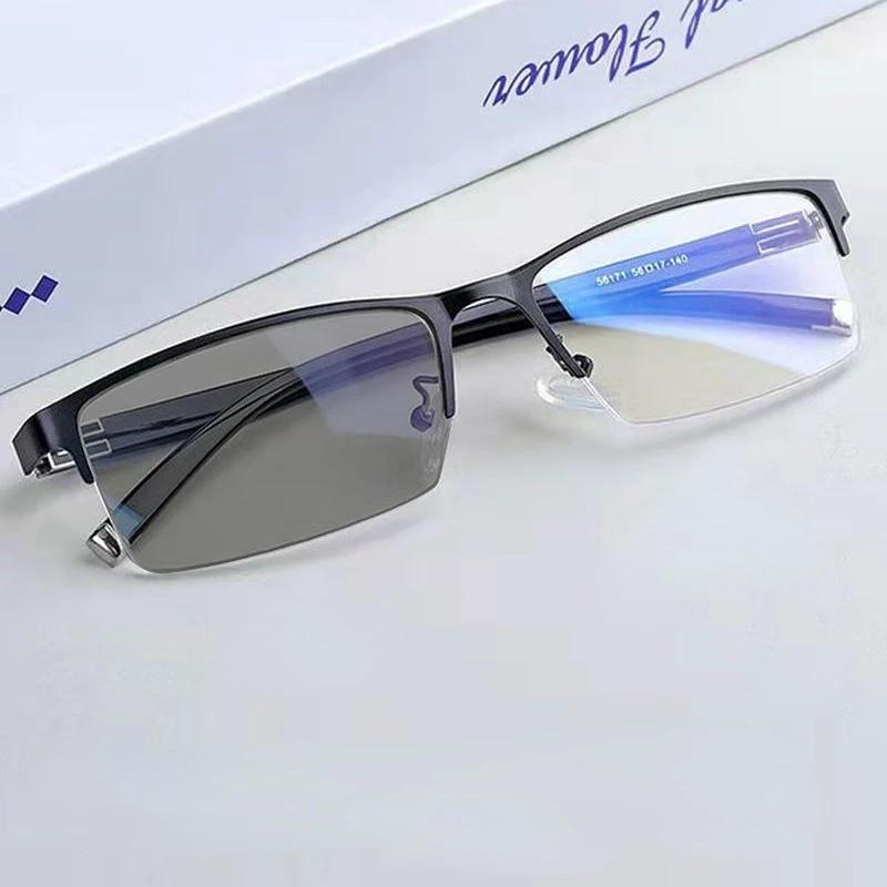 Lunettes de lecture à changement de couleur Ajustement progressif de la vision Lunettes bifocales multifocales pour hommes Conversion lumineuse