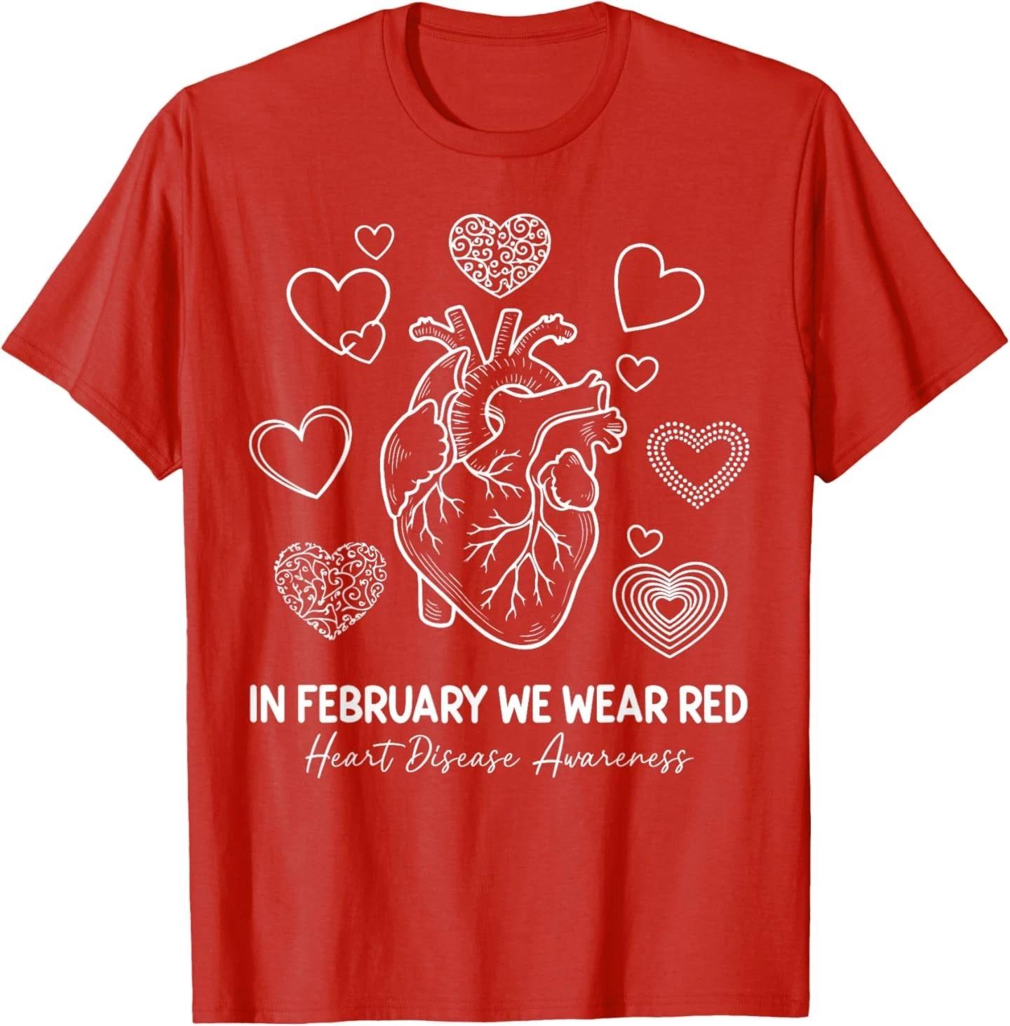 in February We Wear Red CHD Heart Disease Awareness Women T-Shirt M