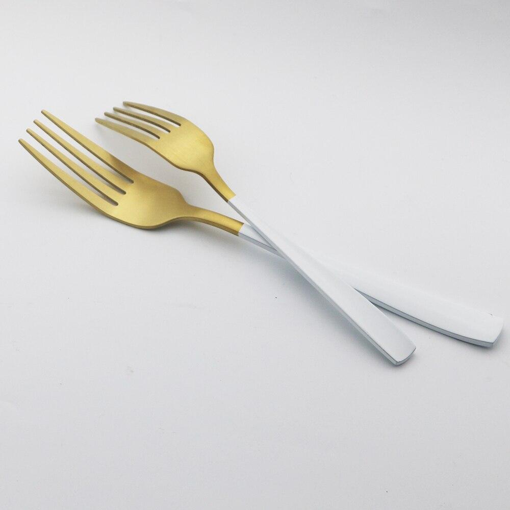 Matt 4stk Rose Gull Servise Rustfritt Stål Sett Knivgaffel Skje Dessertgaffel Bestikksett Servise Kjøkken Western Matsett