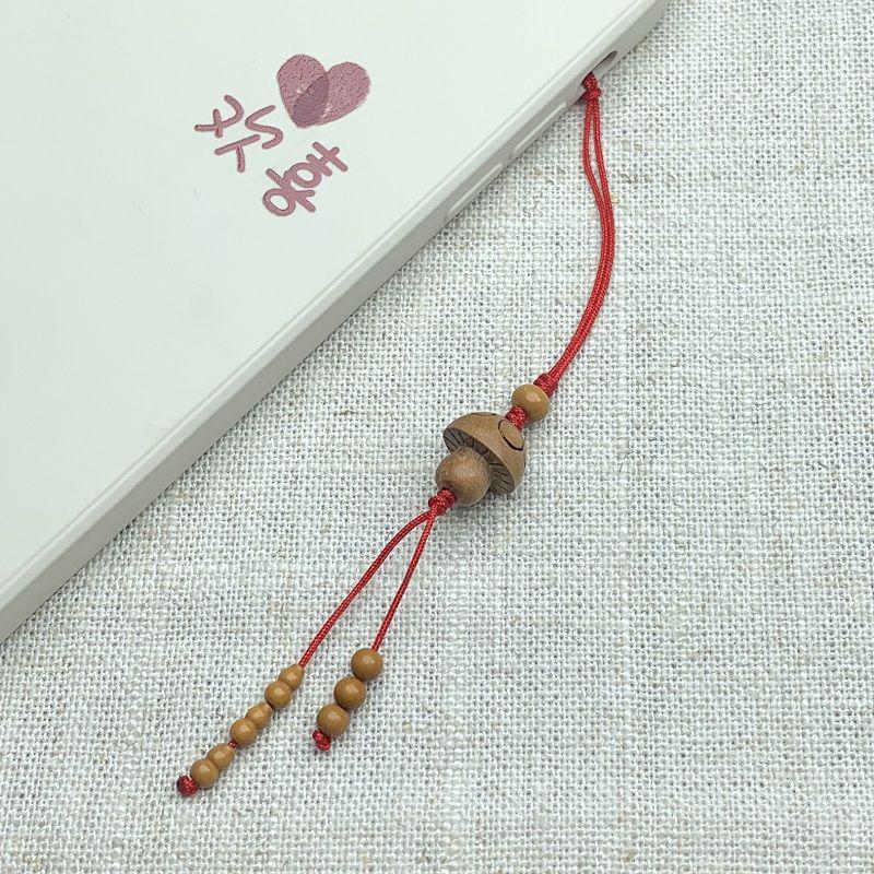 Peach Wood Lotus Plum Blossom Charm Keychain: Ancient-Style Pendant for Men & Women with Silk Flowers