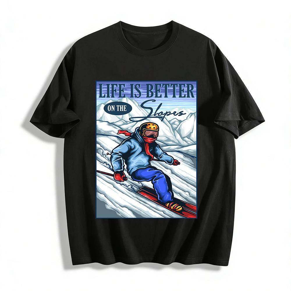 Life Is Better On The Slopes Ski Graphic Sweatshirt Pure cotton T-shirt XXS
