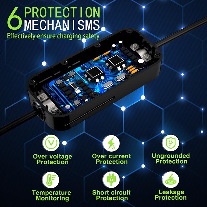 Qoltec Mobile Ladestation für Elektroautos EV mit Einstellung 2in1 Typ2 | 11kW | 3 Phasen | CEE 32A | LCD | Tragbar | Wallbox | 5m
