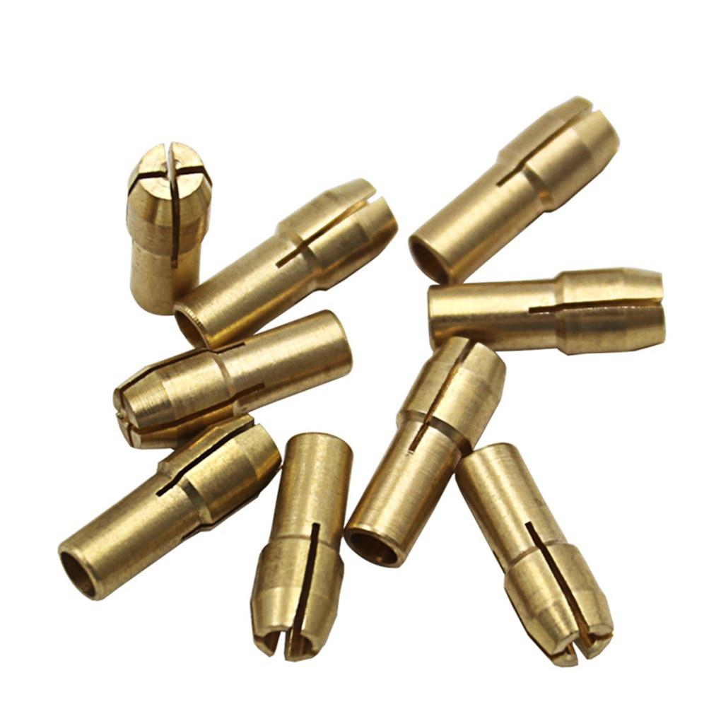 11Pcs 0.5-3.2mm Brass Drill Chucks Collet Bits 4.8mm Shank Screw Nut Replacement