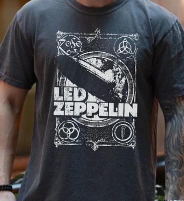 T-shirt Album di Debutto Led Zeppelin 1969 su Nero Vintage Comfort Colors 1717 Tee