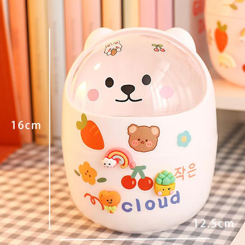 Carino Creativo Casa Desktop Con Coperchio Cestino Piccolo Mini Kawaii Camera da Letto Scrivania Scatola Portaoggetti Portapenne Regala Un Adesivo