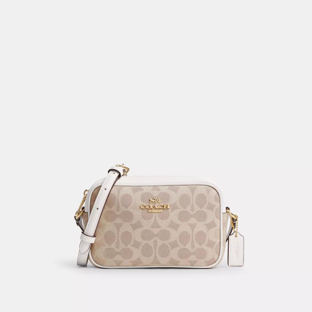 Coach MIni Jamie Camera Bag In Signature Canvas Gold Sand Chalk