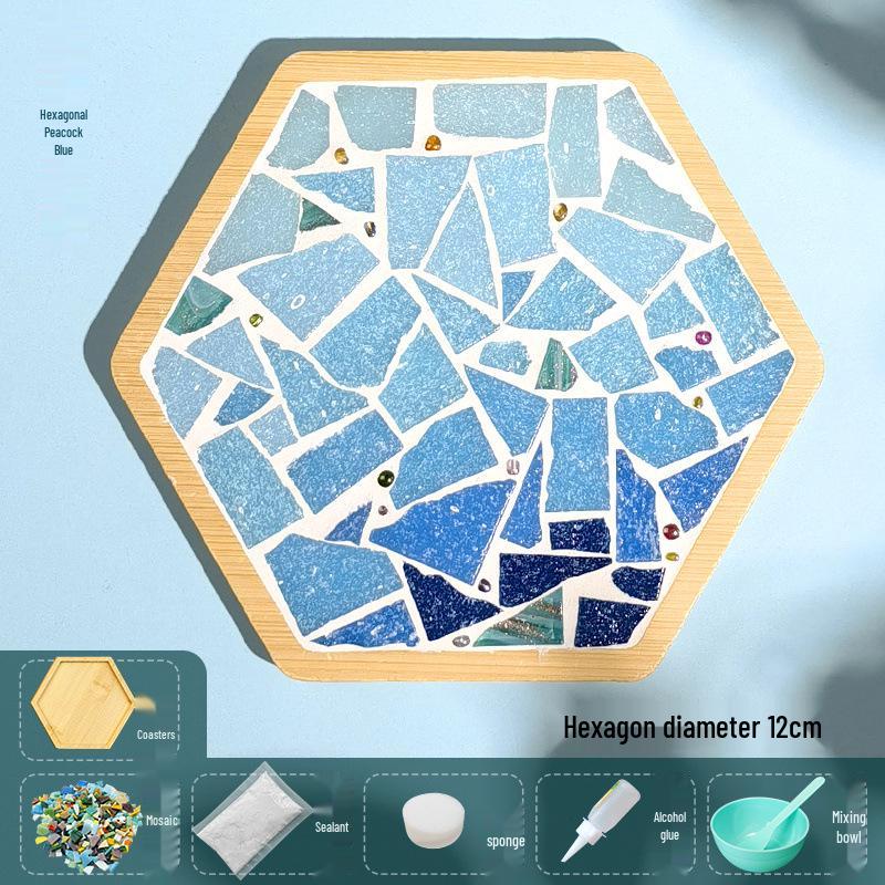 DIY Large Mosaic Coaster Kit: Creative Glass Sticker Pack for Adults & Kids