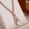 Teardrop-shaped White Synthetic Zirconia Elegant Geometric Pendant Women's Necklace Wedding Jewelry Luxury Accessory