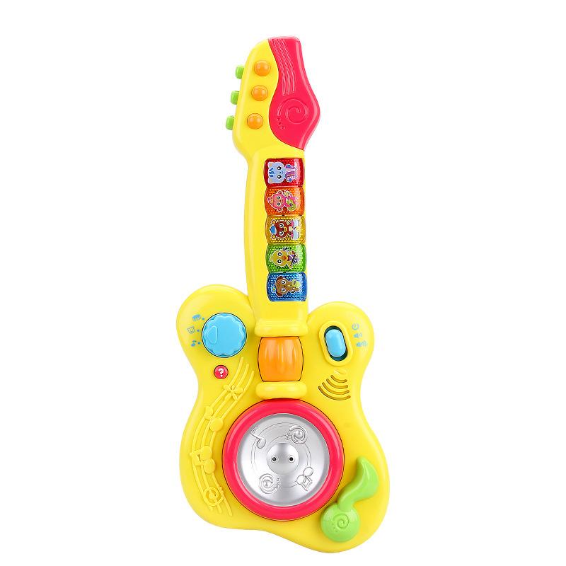 

Пятизвездочная детская музыкальная гитара многофункциональная индукционная поющая подсветка для раннего развития ребенка обучающая история музыкальный инструмент игрушки жёлтый