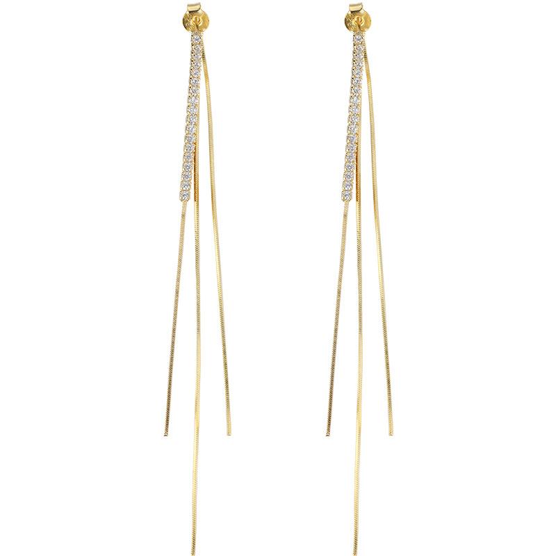 ANENJERY Lange Quaste Kette Ohrringe für Frauen Kubikzircon Ohr Linie Baumeln Ohrringe Partei Schmuck 2022 Neue